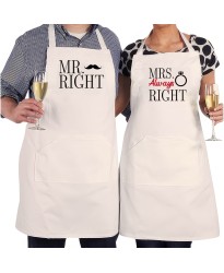 Funny Mr. Right Mrs. Always Right Wedding Ring  Printed Unisex Adult Apron